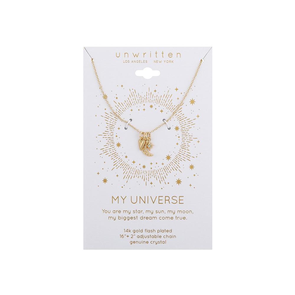 商品Unwritten|14K Gold Flash-Plated Genuine Crystal Star, Heart, and Moon Charm Pendant Necklace,价格¥162,第4张图片详细描述