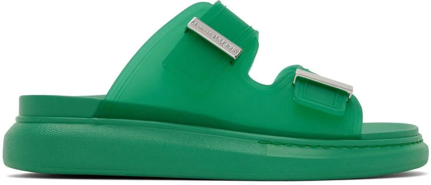 商品Alexander McQueen|Green Rubber Slides,价格¥1074,第1张图片