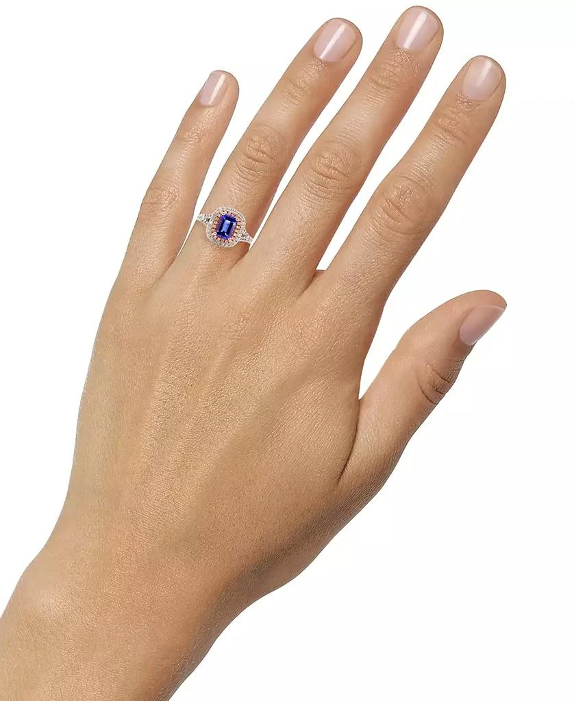 商品Macy's|Tanzanite (2 ct. t.w.) & Diamond (1/2 ct. t.w.) Double Halo Ring in 10k White & Rose Gold,价格¥13585,第2张图片详细描述