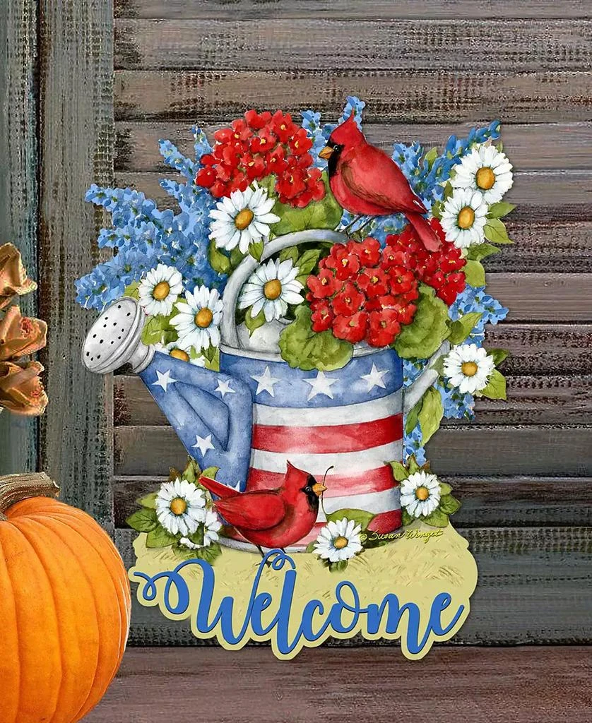 商品Designocracy|Holiday Wooden Door Decor Wall Decor American Watering Can S. Winget,价格¥989,第2张图片详细描述