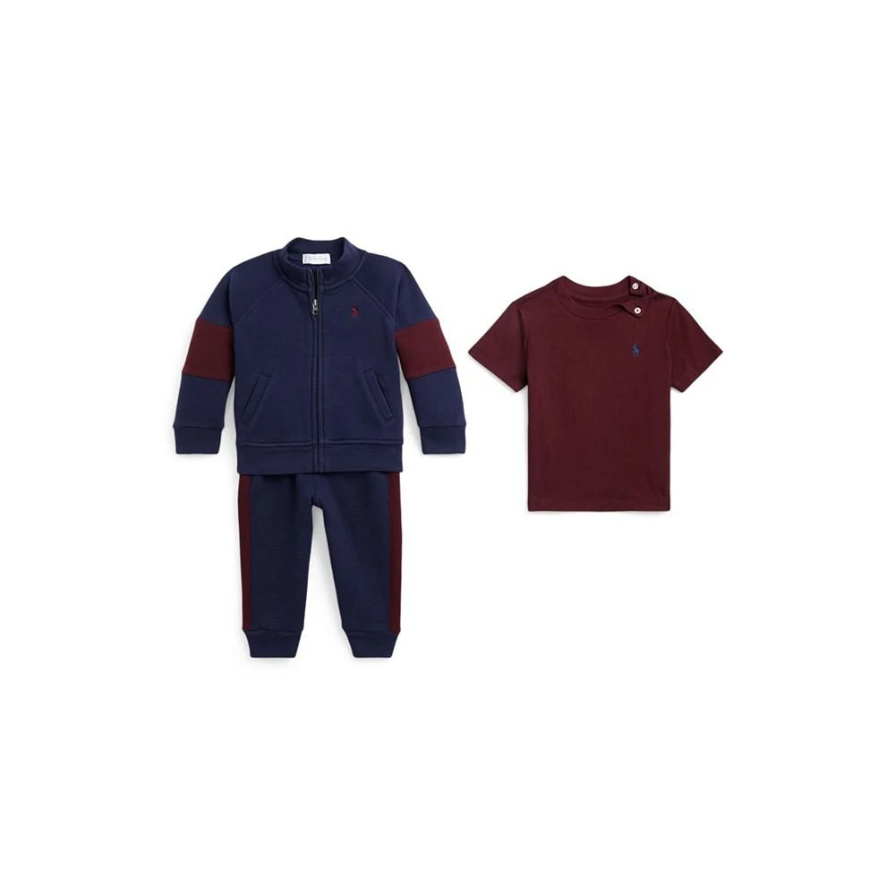 商品Ralph Lauren|Baby Boys Jersey T-shirt, Fleece Jacket and Pants Set,价格¥432,第1张图片