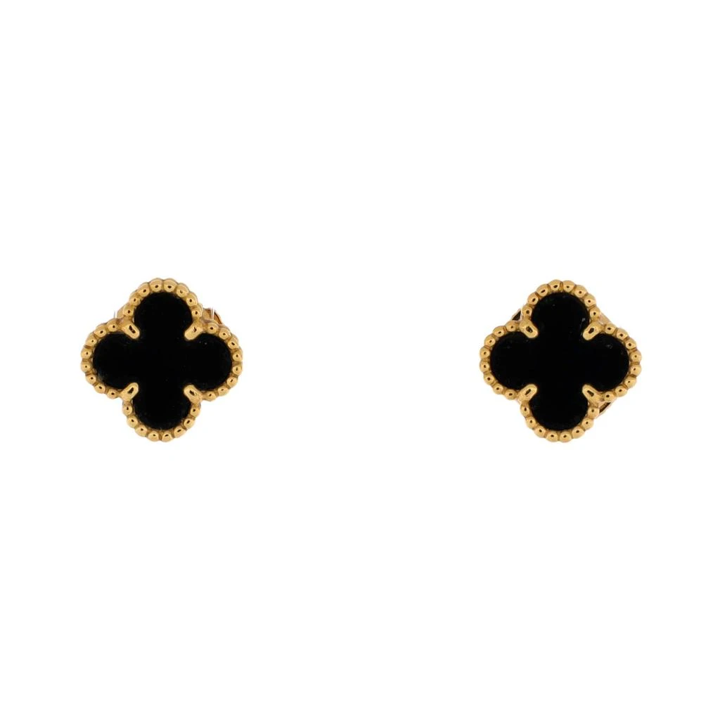 商品[二手商品] Van Cleef & Arpels|Sweet Alhambra Stud Earrings 18K Yellow Gold and Onyx,价格¥26846,第1张图片