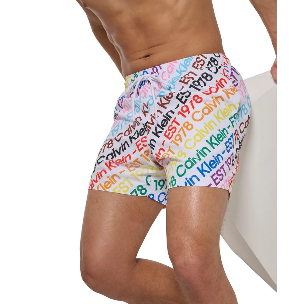 商品Calvin Klein|Men's 5" Rainbow Logo-Print Swim Shorts,价格¥70,第5张图片详细描述