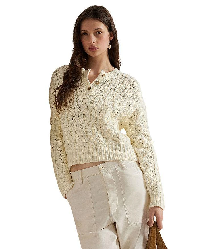 商品Ralph Lauren|Aran Knit Cotton Henley Sweater,价格¥1803,第1张图片详细描述