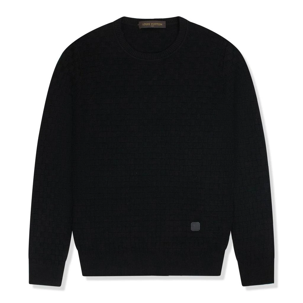 商品Louis Vuitton|Louis Vuitton Damier Print Crew Neck Black,价格¥5734,第1张图片