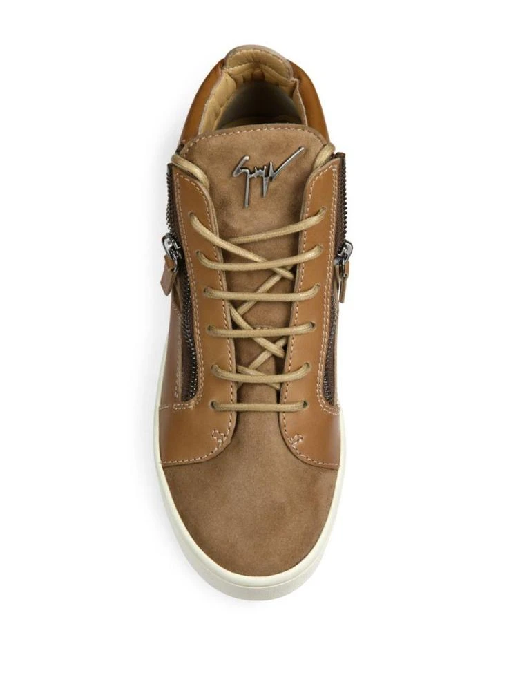 商品Giuseppe Zanotti|Giuseppe Zanotti - Leather & Suede Side-Zip Sneakers,价格¥2085,第4张图片详细描述