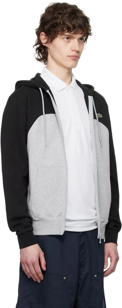 商品Lacoste|黑色 & 灰色 Zipped Colour-Block 连帽衫,价格¥648,第2张图片详细描述