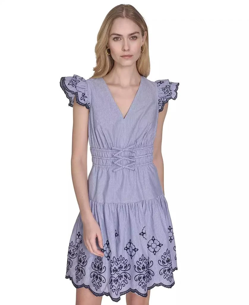 商品Vince Camuto|Women's Day Cotton Embroidered Cap-Sleeve Dress,价格¥236,第2张图片详细描述
