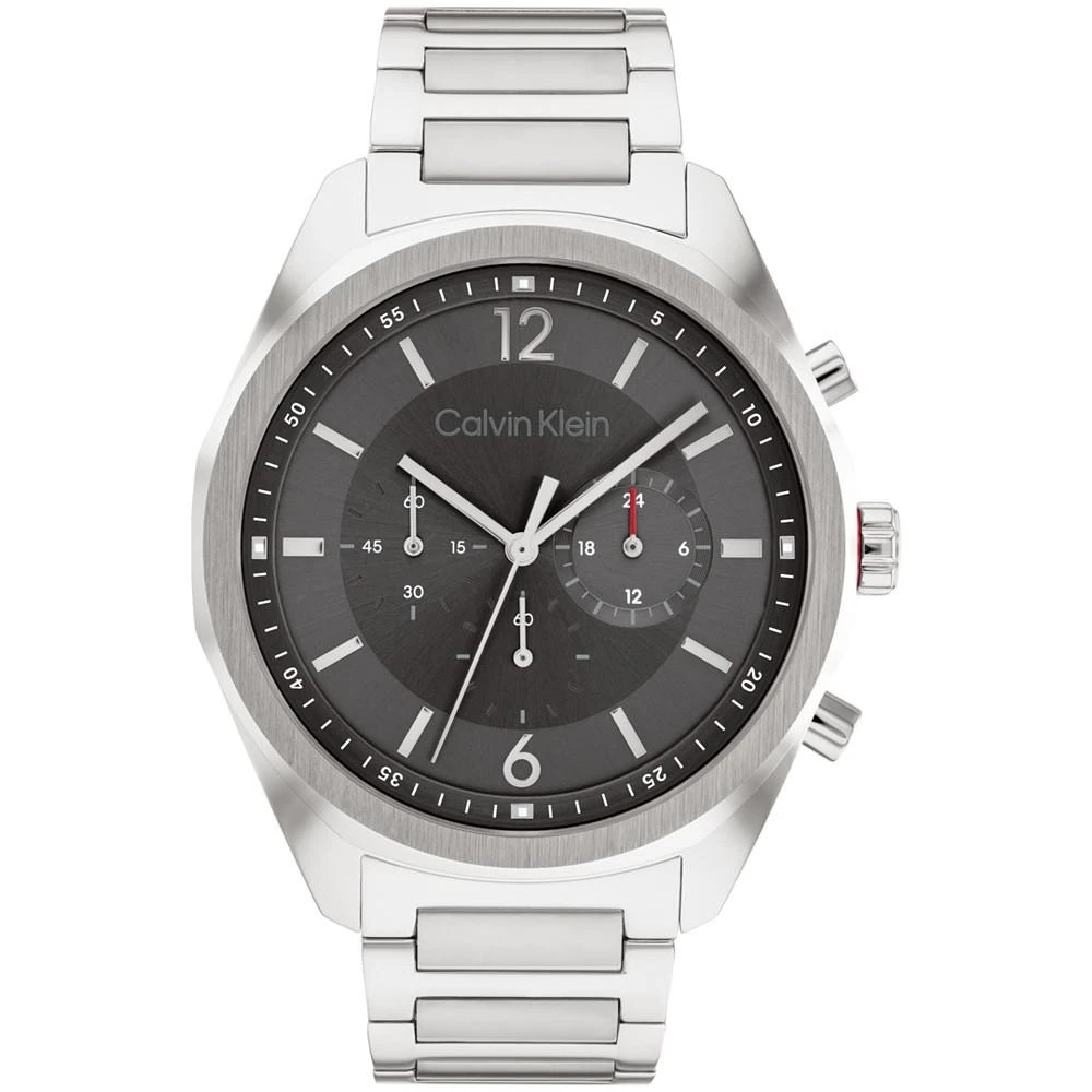 商品Calvin Klein|Men's Multifunction Silver-Tone Stainless Steel Bracelet Watch 45mm,价格¥1431,第1张图片