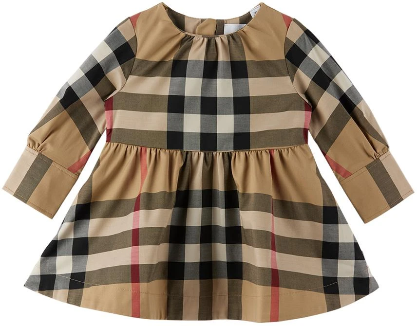 商品Burberry|驼色格纹婴儿连衣裙,价格¥2987,第1张图片