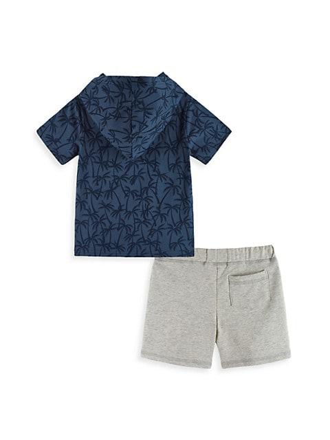 Little Boy's Palms Surfboard Hooded T-Shirt & Shorts Set商品第2张图片规格展示