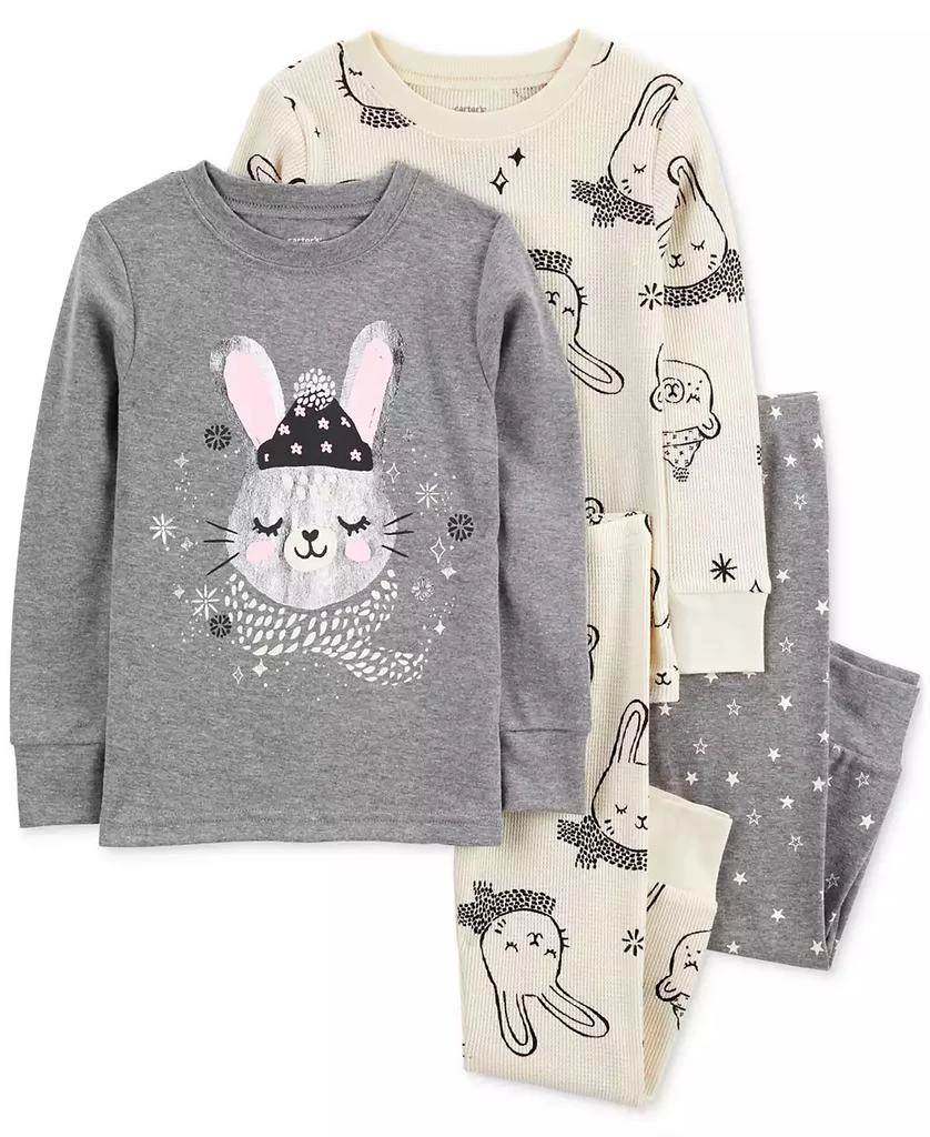 商品Carter's|Toddler Girls Bunny-Print Pajamas, 4 Piece Set,价格¥152,第1张图片