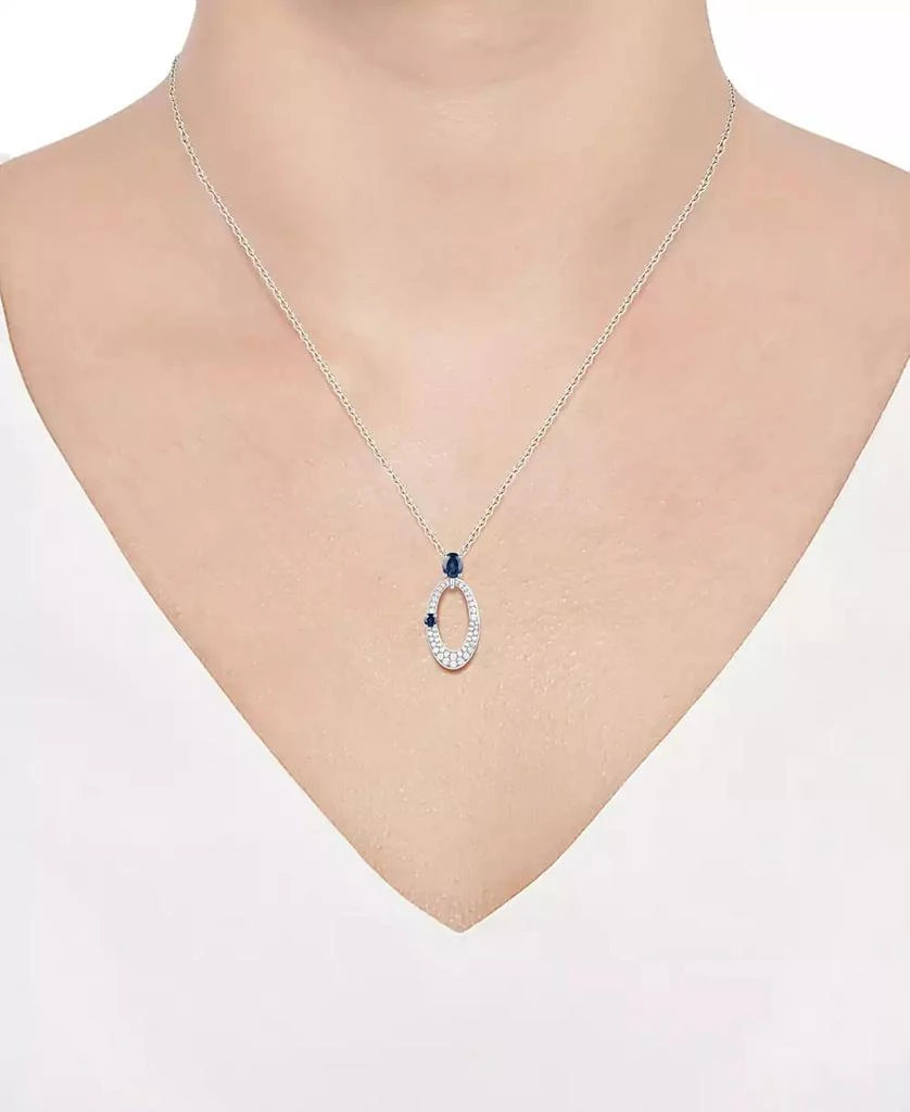 商品Macy's|Sapphire (1/2 ct. t.w.) & Diamond (1/3 ct. t.w.) Oval 18" Pendant Necklace in 14k White Gold,价格¥4515,第2张图片详细描述