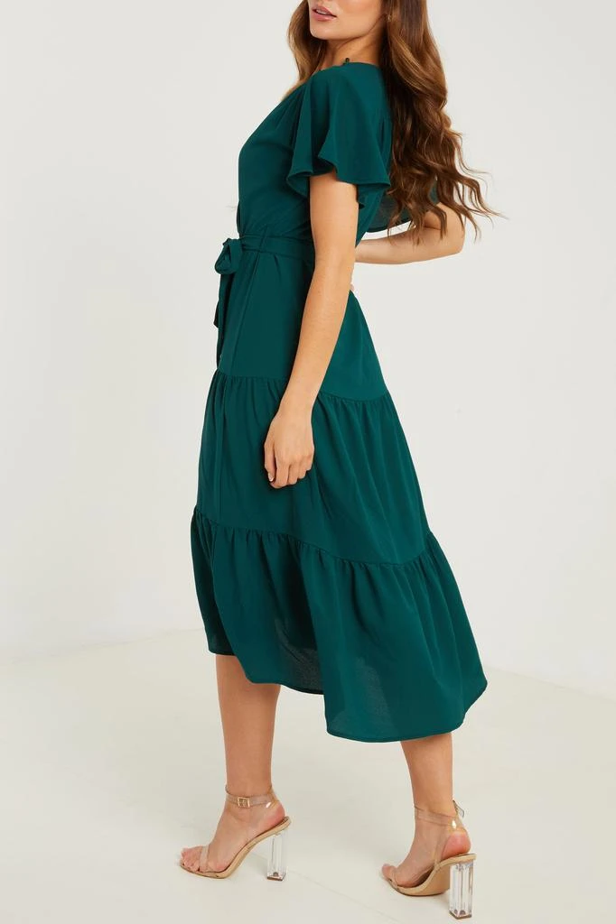 商品QUIZ|V-Neck Wrap Dipped Hem Dress,价格¥113,第3张图片详细描述
