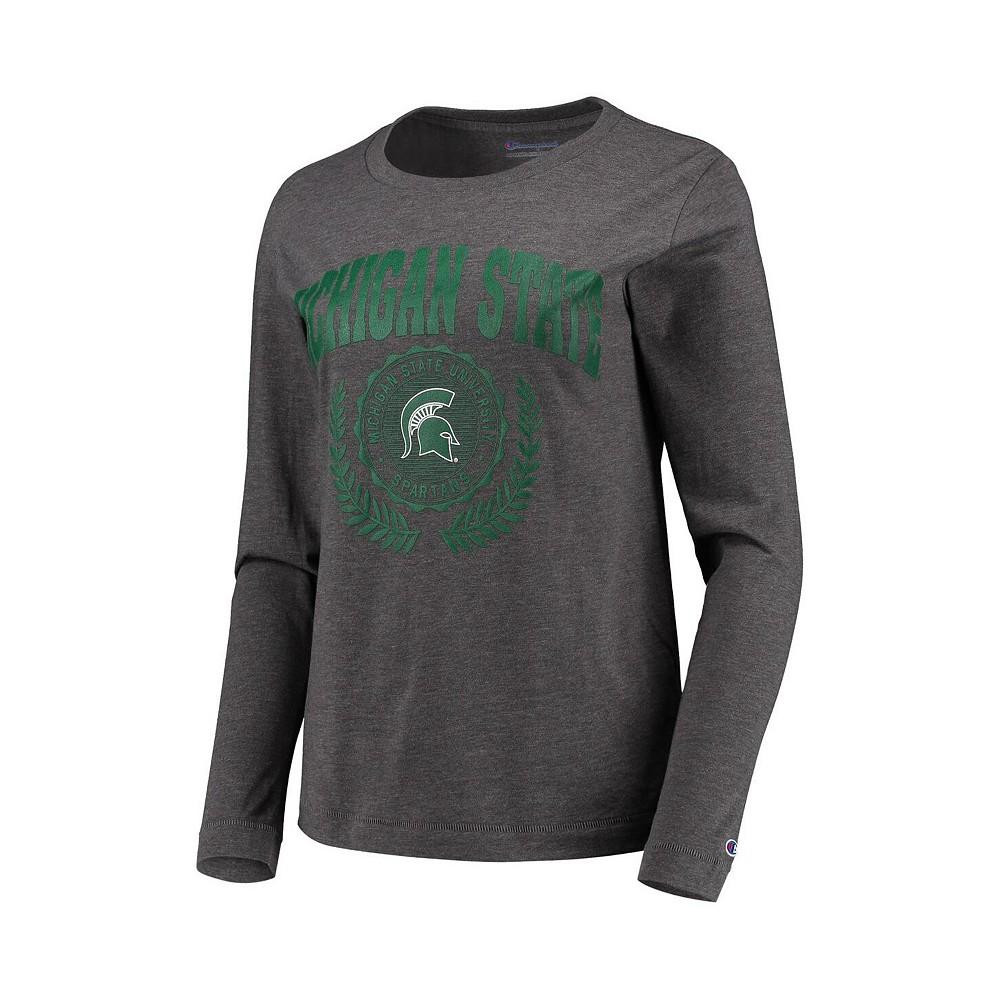 Women's Heathered Charcoal Michigan State Spartans University Laurels Long Sleeve T-shirt商品第3张图片规格展示