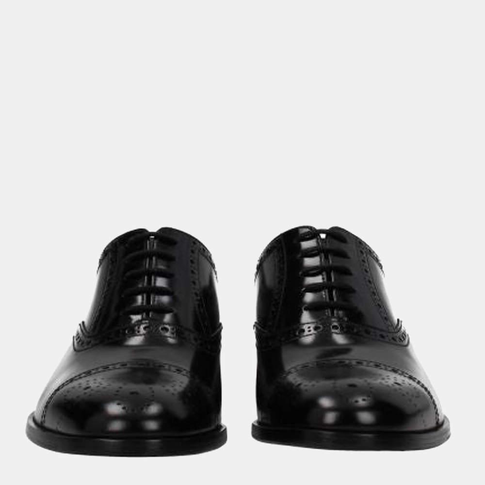 Prada Black Leather Details Derby Shoes Size US 10.5 EU 41商品第2张图片规格展示