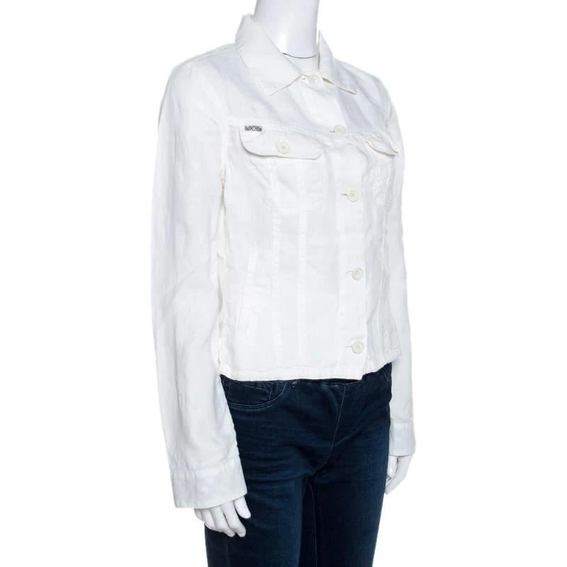商品[二手商品] Burberry|Burberry Off White Linen Pocket Detail Button Front Shirt S,价格¥2175,第2张图片详细描述