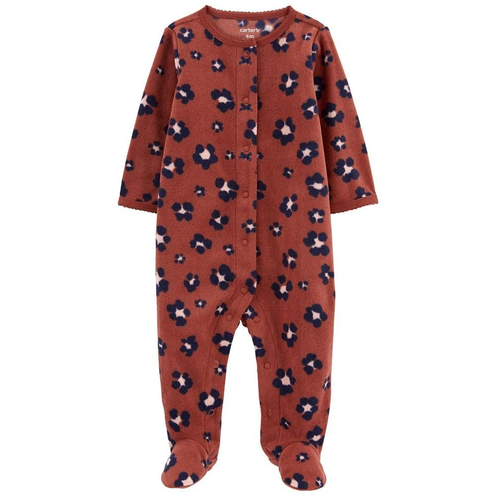 商品Carter's|Baby Girls Leopard Snap Up Fleece Sleep and Play,价格¥46,第1张图片