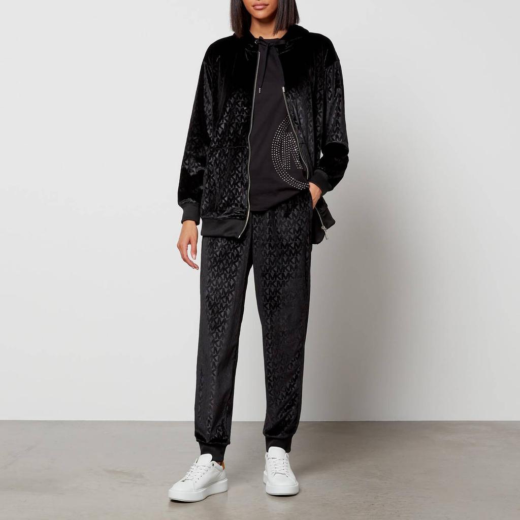 MICHAEL Michael Kors Women's Logo Velour Slouchy Jogger - Black商品第3张图片规格展示