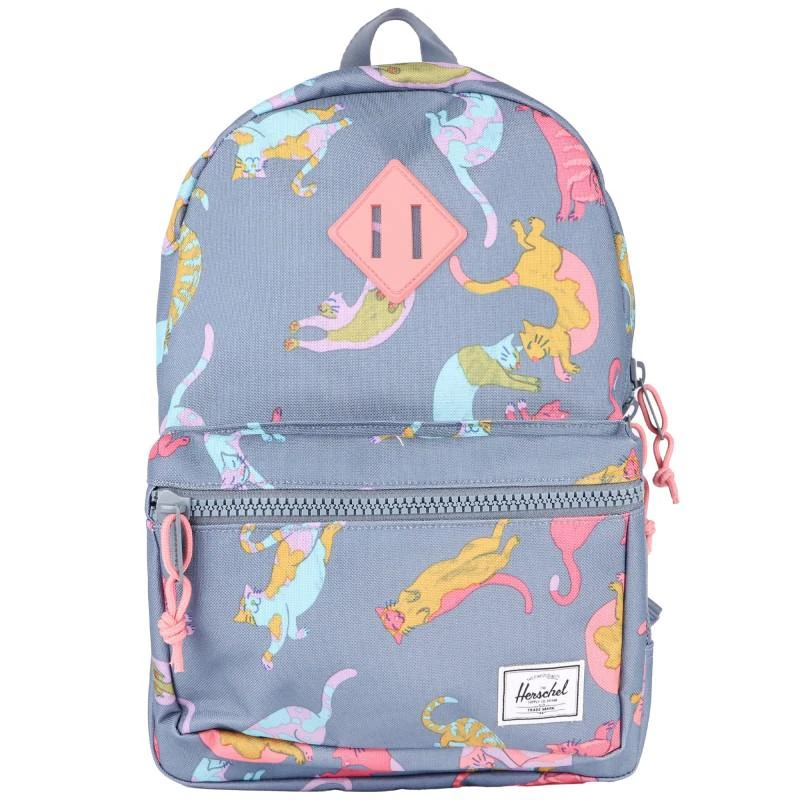 商品Herschel Supply|Lazy cats dusty blue kids backpack and pencil case set,价格¥797,第2张图片详细描述