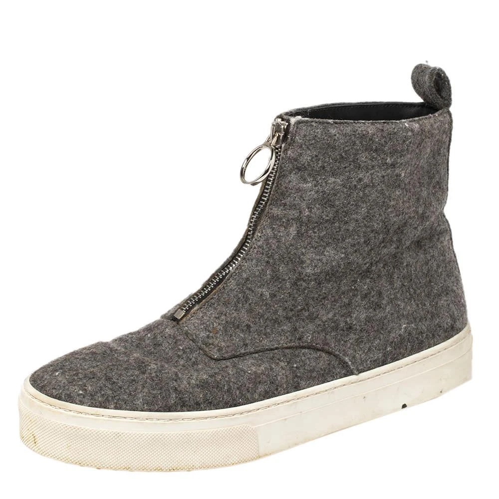 商品[二手商品] Celine|Celine Grey Wool Felt High Top Zip Up Sneaker Size 38,价格¥1806,第1张图片