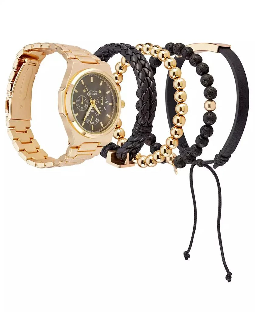 商品American Exchange|Men's Gold-Tone Metal Alloy Bracelet Watch 52mm Gift Set,价格¥202,第3张图片详细描述