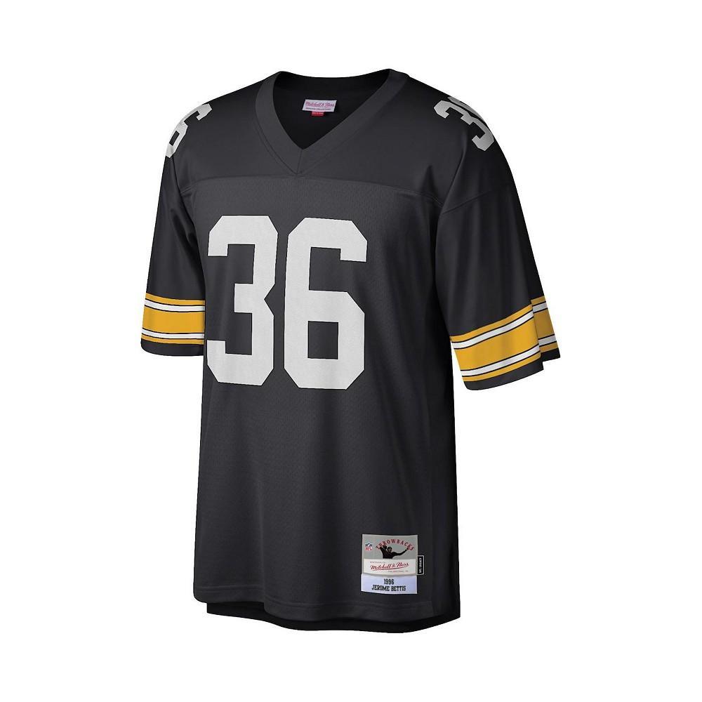 商品Mitchell and Ness|Men's Jerome Bettis Black Pittsburgh Steelers Big and Tall 1996 Retired Player Replica Jersey,价格¥937,第5张图片详细描述