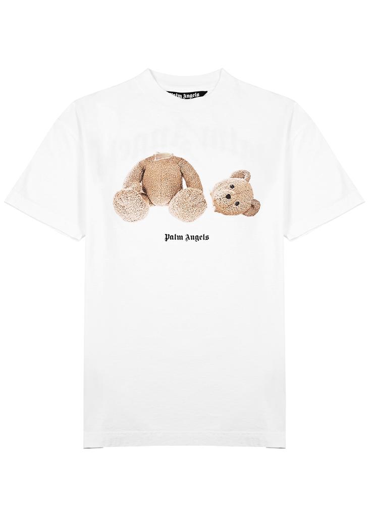 White bear-print cotton T-shirt商品第1张图片规格展示