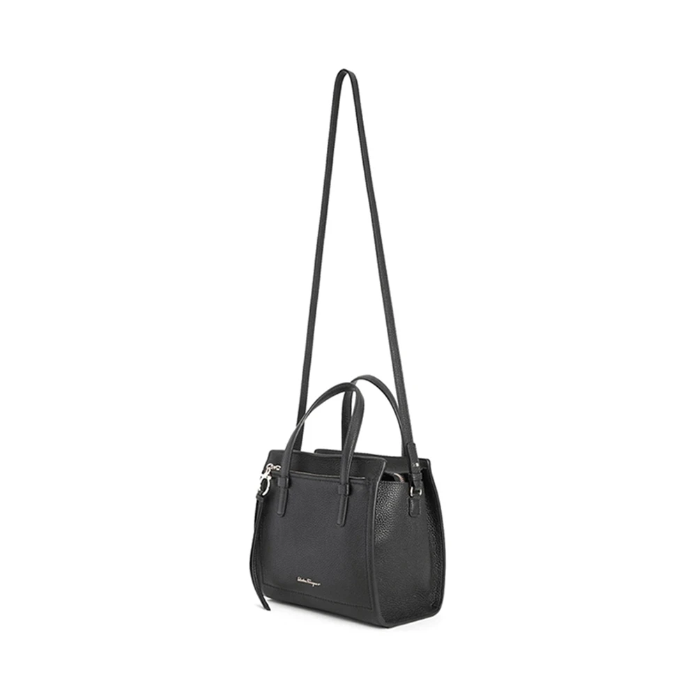 SALVATORE FERRAGAMO 女士黑色小牛皮徽标手提可单肩包 21-F478-720533 商品