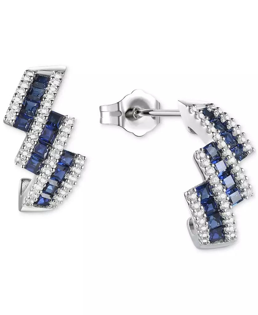 商品Macy's|Lab-Grown Sapphire (5/8 ct. t.w.) & Lab-Grown White Sapphire (1/2 ct. t.w.) Swirl Stud Earrings in Sterling Silver,价格¥2258,第3张图片详细描述