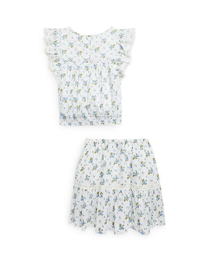 商品Ralph Lauren|Girls' Floral Print Cotton Top & Skirt Set - Little Kid,价格¥224,第2张图片详细描述