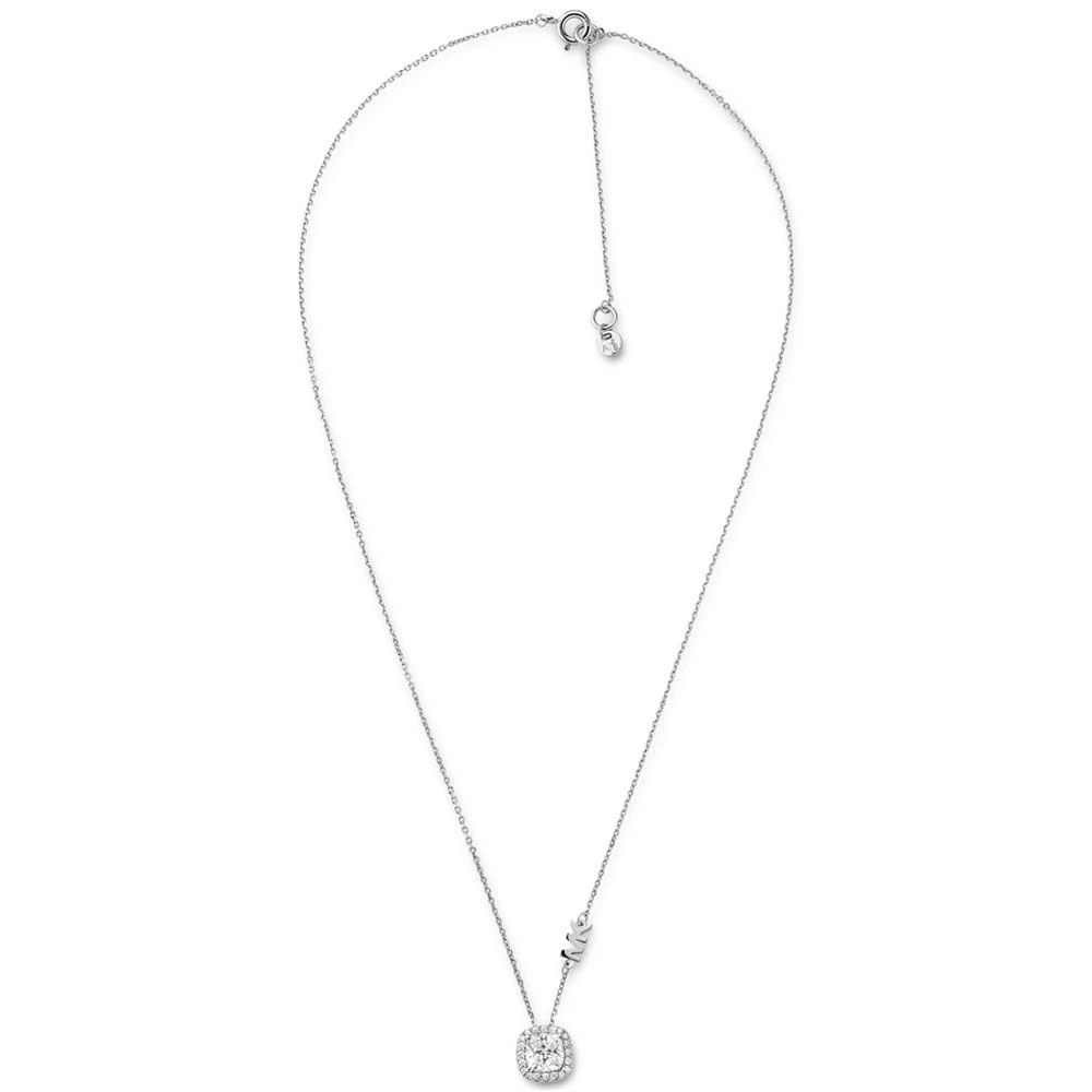 商品Michael Kors|Silver-Tone Halo Crystal Pendant Necklace, 16" + 2" extender,价格¥1130,第1张图片