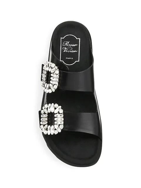 商品Roger Vivier|Slidy Viv Strass Leather Slides,价格¥9949,第5张图片详细描述