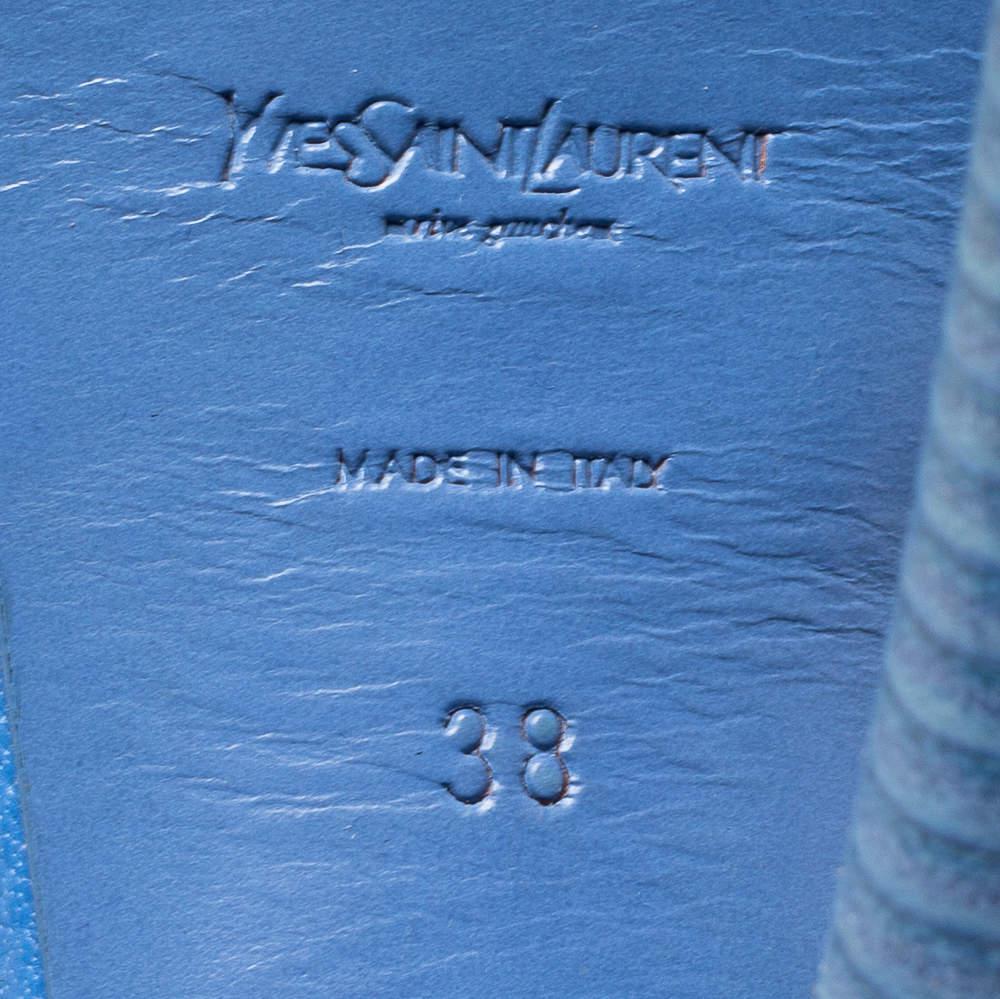 Saint Laurent Blue Leather Tribute Ankle Sandals Size 38商品第8张图片规格展示