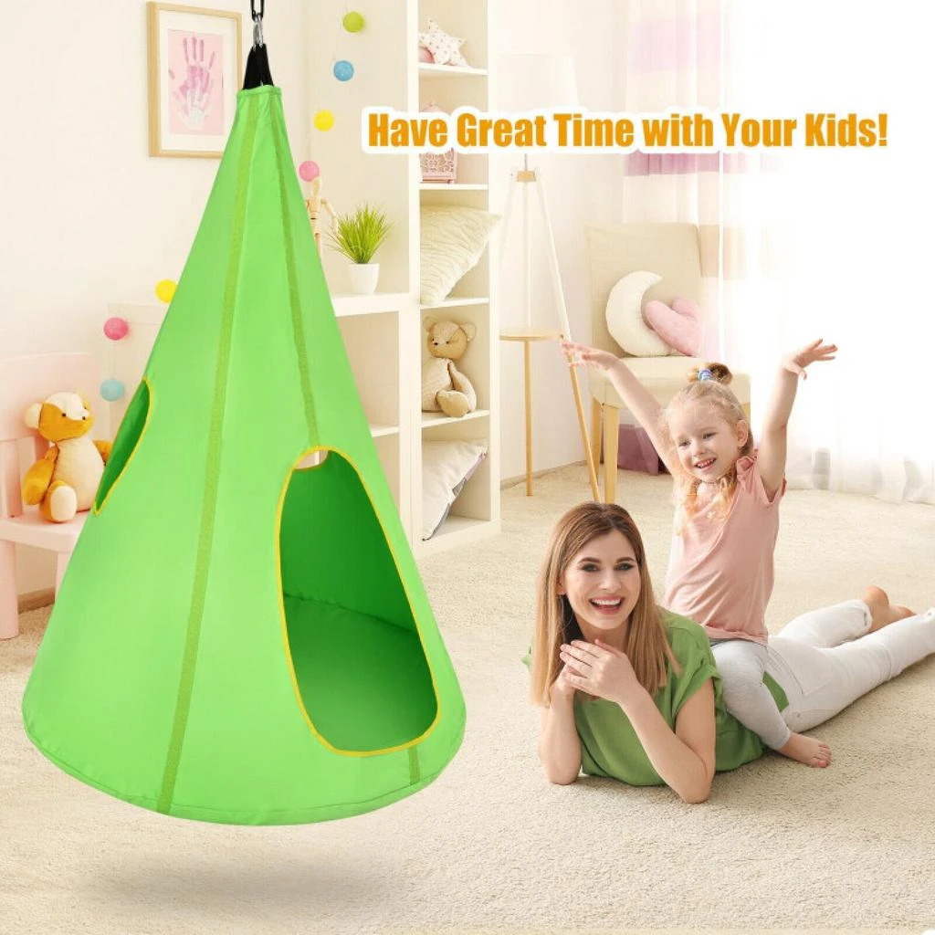 商品Hivvago|40 Inch Kids Nest Swing Chair Hanging Hammock Seat for Indoor Outdoor-Green,价格¥405,第3张图片详细描述