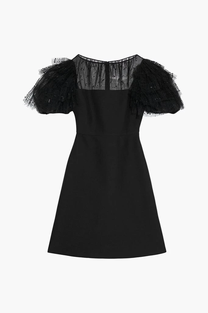 商品Valentino|Embellished tulle-paneled wool and silk-blend crepe dress,价格¥7228,第3张图片详细描述