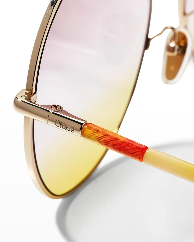 商品Chloé|Gradient Round Metal & Acetate Sunglasses,价格¥1915,第4张图片详细描述