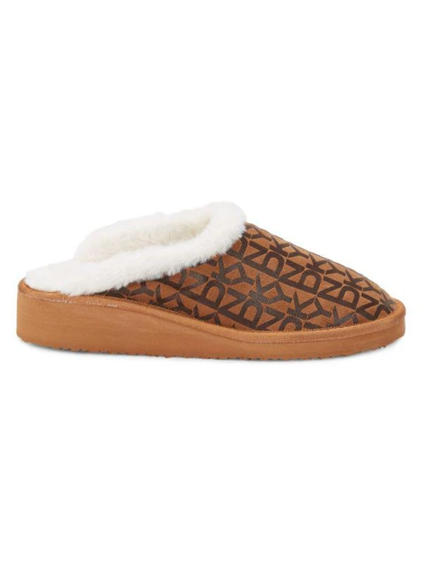 商品DKNY|Wagner Logo Faux Shearling Slippers,价格¥113,第1张图片