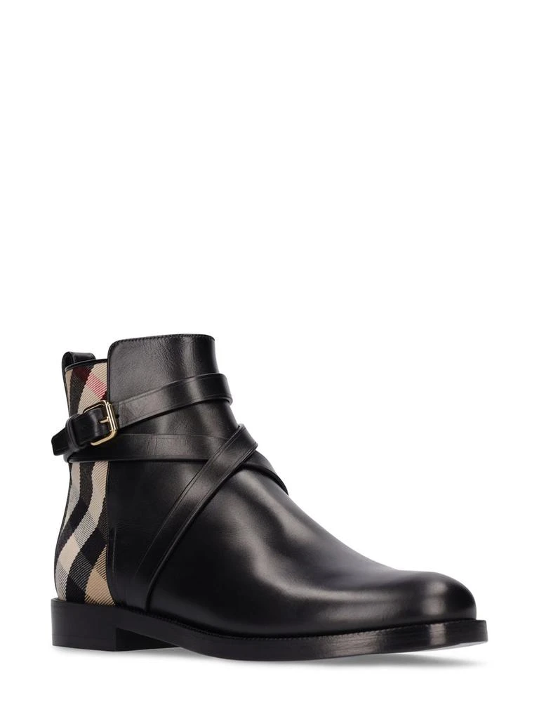 商品Burberry|20mm New Pryle Leather & Check Boots,价格¥6751,第2张图片详细描述