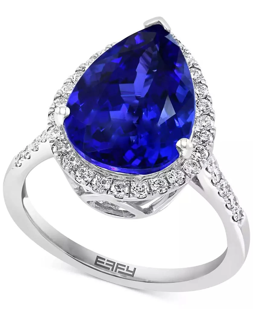 商品Effy|EFFY® Tanzanite (6 ct. t.w.) & Diamond (3/8 ct. t.w.) Halo Ring in 14k White Gold,价格¥32151,第1张图片