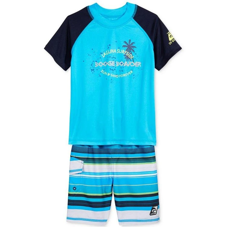 商品Laguna|2-Pc. Boogie Boarder Rash Guard & Swim Trunks Set, Toddler & Little Boys (2T-7),价格¥135,第2张图片详细描述