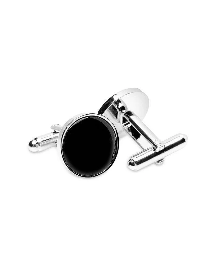 商品Cufflinks Inc.|Silver-Tone Onyx Inlay Round Cufflinks,价格¥633,第3张图片详细描述