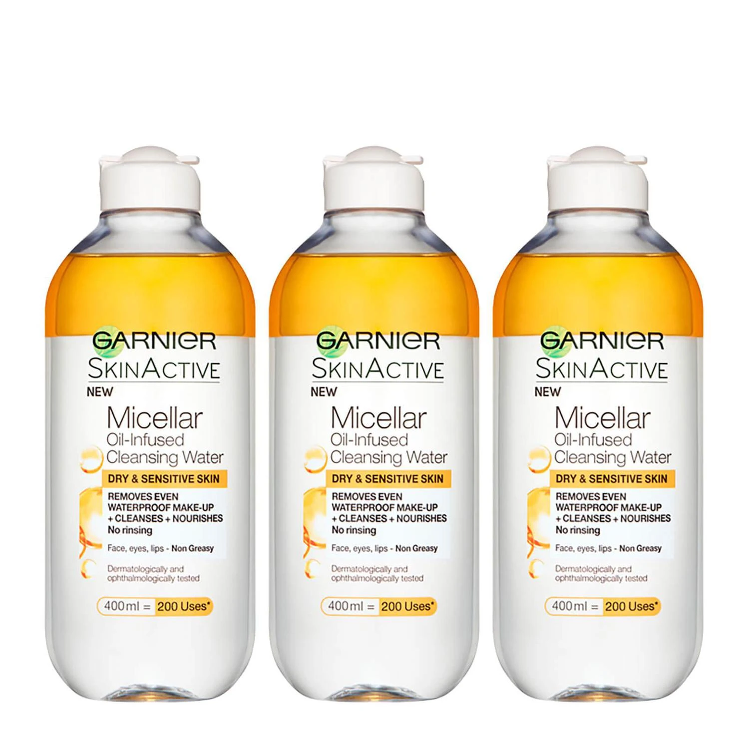 商品Garnier|黄色溶油卸妆水 - 适合一般敏感肌 400mlx3,价格¥193,第1张图片