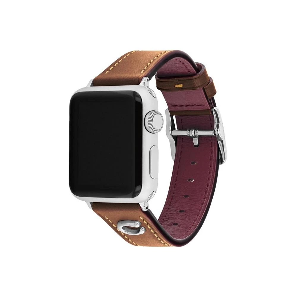 商品Coach|Women's Brown Leather Strap Apple Watch Band 38/40/41mm,价格¥704,第2张图片详细描述