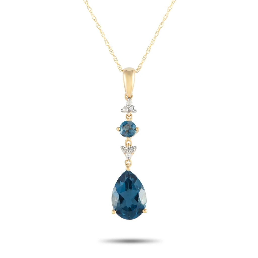 商品LB Exclusive|14K Yellow Gold 0.05ct Diamond and Blue Topaz Pendant Necklace D4-16247YBT,价格¥2864,第1张图片