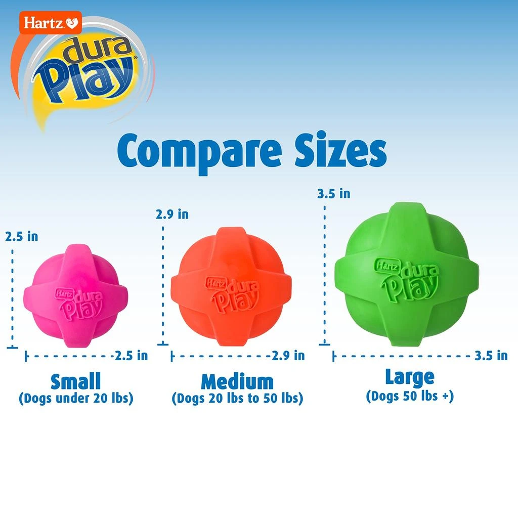 商品Hartz|Hartz Dura Play Bacon Scented Squeak Ball Dog Toy for Small Breeds, 3 Pack,价格¥89,第3张图片详细描述