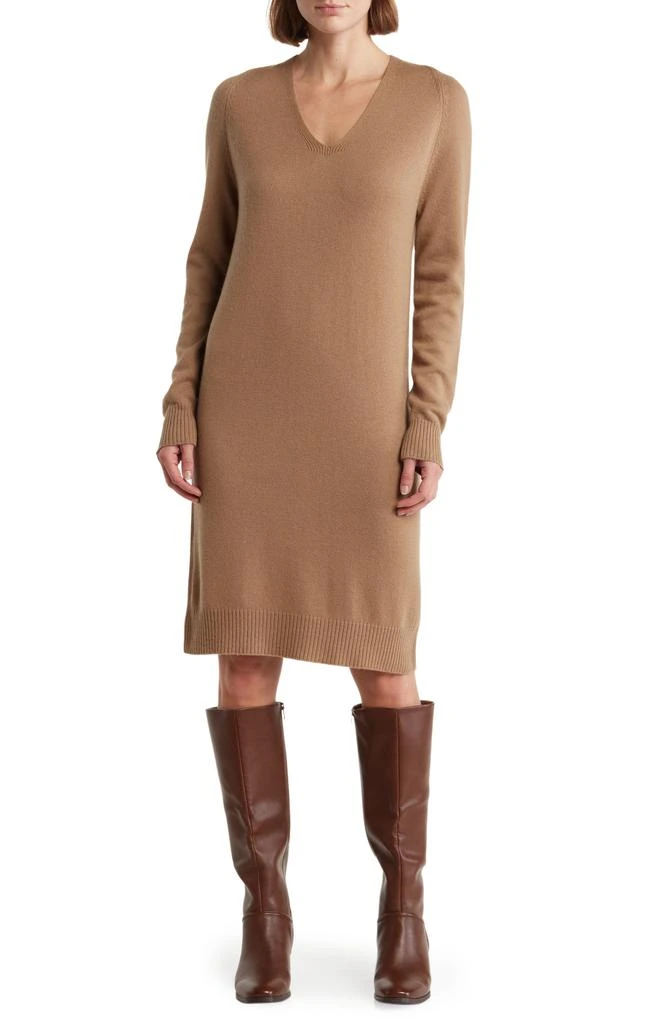 商品Vince|V-Neck Long Sleeve Wool Blend Sweater Dress,价格¥1063,第1张图片