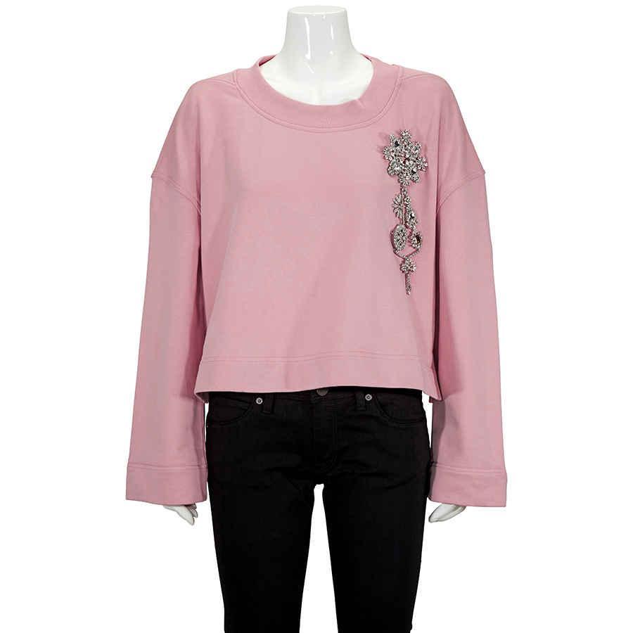 商品Burberry|Ladies Sweats Runway Rose Rhinestone Pin Solid Sweatshirt,价格¥5158,第1张图片