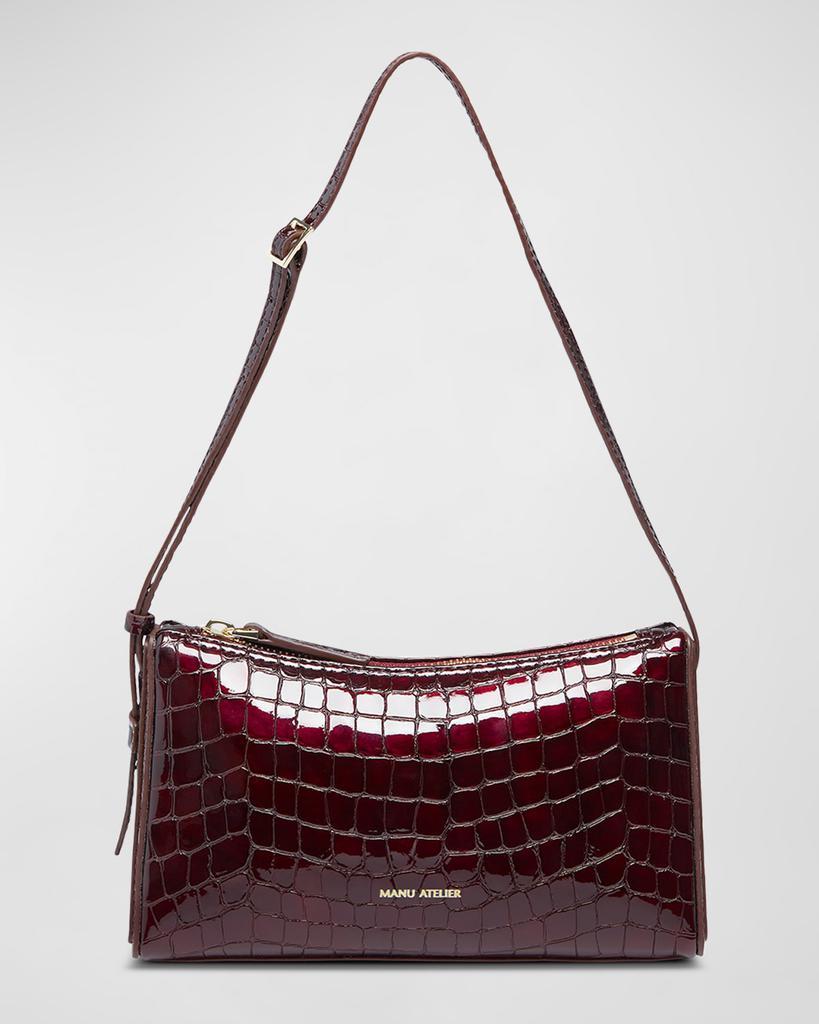 商品Manu Atelier|Mini Prism Croc-Embossed Shoulder Bag,价格¥1759,第1张图片
