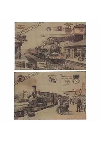 商品belk|Range Burlap Train Wall Decor Beige Set Of 2,价格¥729,第1张图片